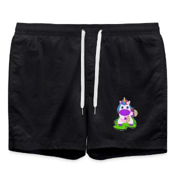 Unicorn Hand Fan - Swim Trunks - black - Front - AI Model Male 185 light (185cm)