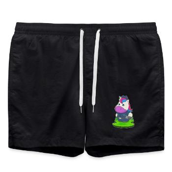 Police du Policier Licorne Microphone - Short de bain - noir - Devant - AI Model Male 185 light (185cm)