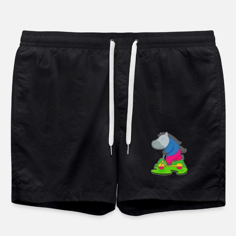 Pferd Tretroller - Badeshorts - Schwarz