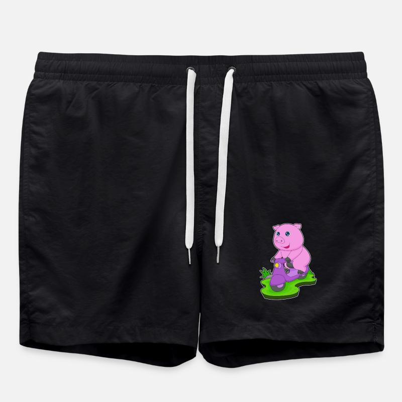 Schwein Motorroller - Badeshorts - Schwarz