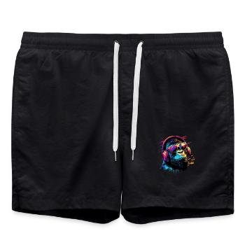 DJ Monkey Casque Lunettes de soleil Musique Fête Monkey - Short de bain - noir - Devant - AI Model Male 185 light (185cm)