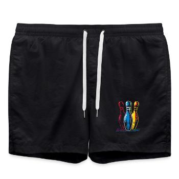 Dessin de bowling à l’ancienne - Short de bain - noir - Devant - AI Model Male 185 light (185cm)
