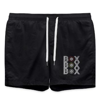 Futuristic abstract pattern with geometric - Swim Trunks - black - Front - AI Model Male 185 light (185cm)