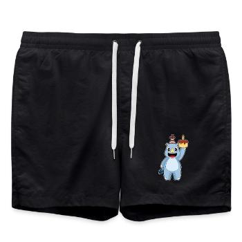 Rhino Birthday Cake - Swim Trunks - black - Front - AI Model Male 185 light (185cm)
