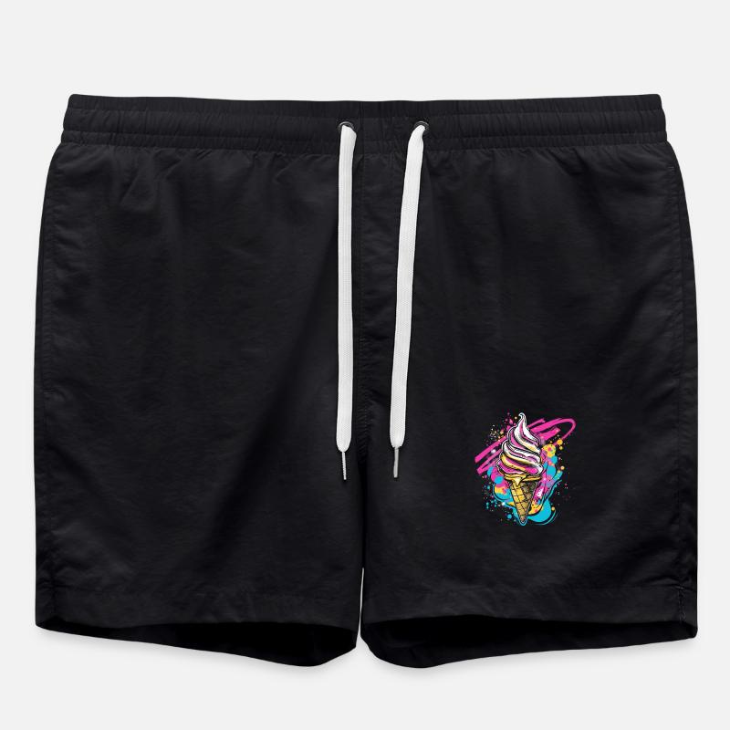 Eistüte Farbkleckse - Badeshorts - Schwarz