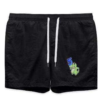 Motif 5ème Anniversaire Crocodile - 5 ans - Short de bain - noir - Devant - AI Model Male 185 light (185cm)