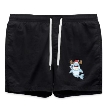 Shark Christmas Reindeer - Swim Trunks - black - Front - AI Model Male 185 light (185cm)