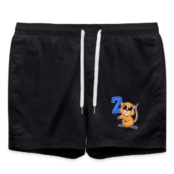 2 Birthday Motif Quokka - Two Years Old - Swim Trunks - black - Front - AI Model Male 185 light (185cm)