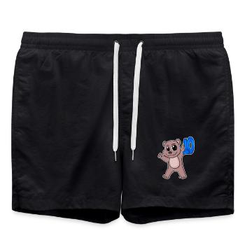Motif Ours 10ème Anniversaire - Dix - 10 ans - Short de bain - noir - Devant - AI Model Male 185 light (185cm)