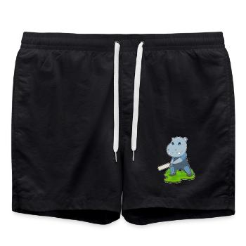 Nilpferd Cricket Cricketschläger - Badeshorts - Schwarz - Vorne - AI Model Male 185 light (185cm)