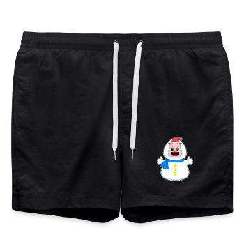 Schwein Weihnachten Schneemann - Badeshorts - Schwarz - Vorne - AI Model Male 185 light (185cm)