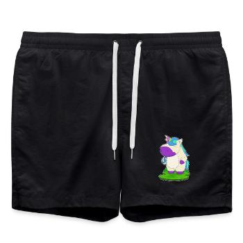 Einhorn Volleyballspieler Volleyball - Badeshorts - Schwarz - Vorne - AI Model Male 185 light (185cm)