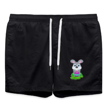 Hase Ostern Osterei - Badeshorts - Schwarz - Vorne - AI Model Male 185 light (185cm)