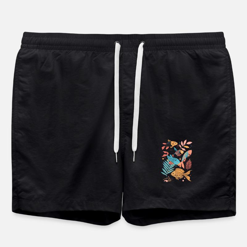 Style de dessin animé de pêche - Short de bain - noir