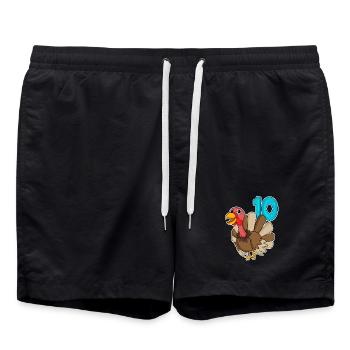Motif 10ème anniversaire Turquie - Dix - 10 ans - Short de bain - noir - Devant - AI Model Male 185 light (185cm)