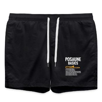 Posaune Basics Regeln Blaskapelle Blasmusik - Badeshorts - Schwarz - Vorne - AI Model Male 185 light (185cm)