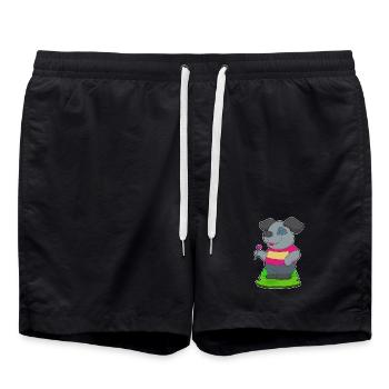 Hund Dart Dartpfeil - Badeshorts - Schwarz - Vorne - AI Model Male 185 light (185cm)