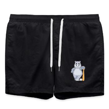 Hippopotamus Baseball Batte de Baseball - Short de bain - noir - Devant - AI Model Male 185 light (185cm)