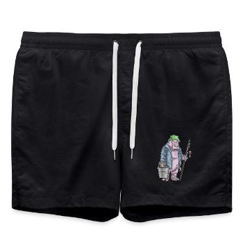 Nilpferd Angler Angelrute Angeln - Badeshorts - Schwarz - Vorne - AI Model Male 185 light (185cm)
