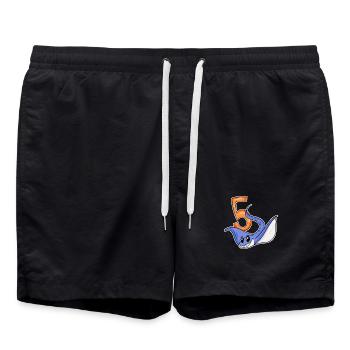 5th Birthday Motif Stingray - 5 years - Swim Trunks - black - Front - AI Model Male 185 light (185cm)