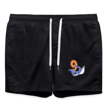 9th Birthday Motif Stingray - 9 Years - Swim Trunks - black - Front - AI Model Male 185 light (185cm)