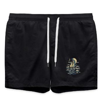 Voile graphique - Short de bain - noir - Devant - AI Model Male 185 light (185cm)