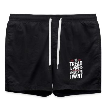 Bulldog I'll Tread Wherever I Want Dog Humor - Swim Trunks - black - Front - AI Model Male 185 light (185cm)
