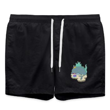 Whale Birthday Cake - Swim Trunks - black - Front - AI Model Male 185 light (185cm)