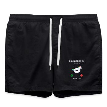 Das Aquapony ruft mich, ich muss gehen! - Badeshorts - Schwarz - Vorne - AI Model Male 185 light (185cm)