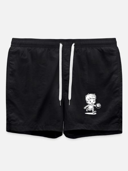 Basketball Boy Drawing - Swim Trunks - black
