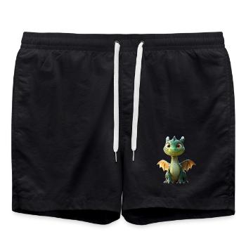 Dragon Little Green Baby Dragon Cute Dragon - Swim Trunks - black - Front - AI Model Male 185 light (185cm)
