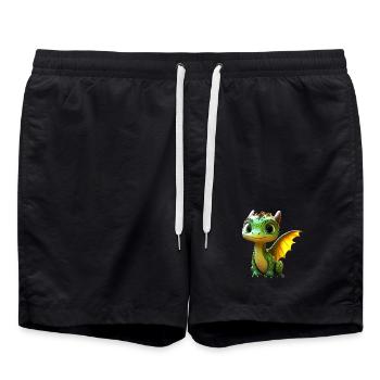 Dragon Little Green Baby Dragon Cute Dragon - Swim Trunks - black - Front - AI Model Male 185 light (185cm)