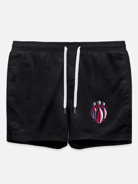 Bowling 80s Look - Swim Trunks - black