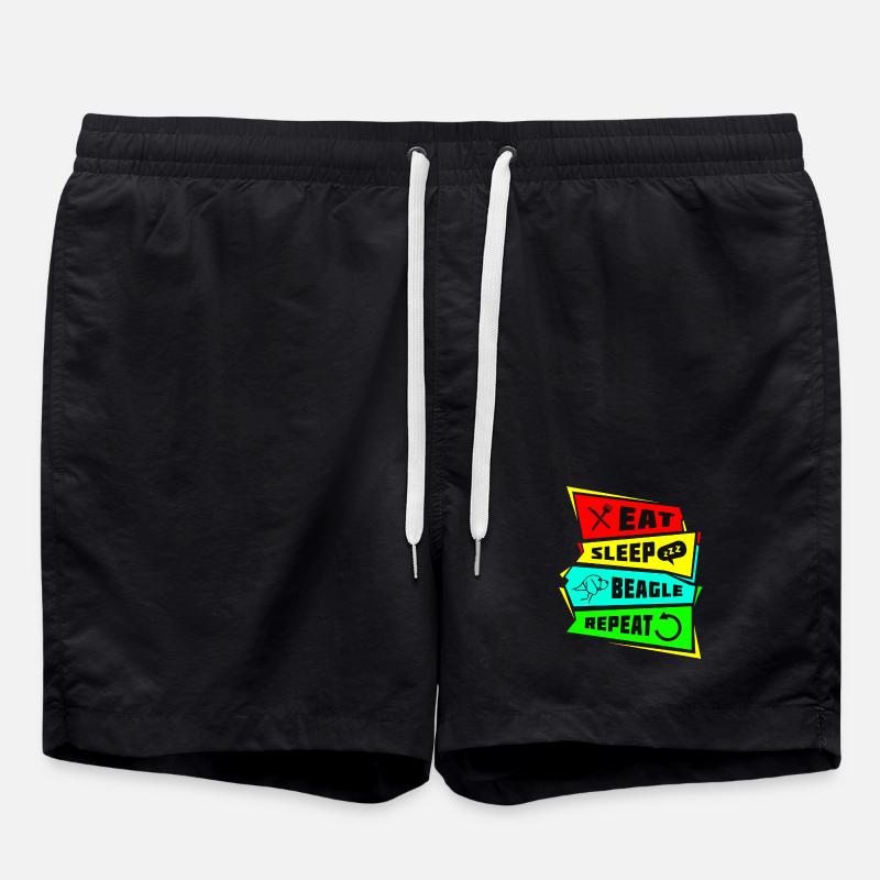 Eat Sleep Beagle Repeat - Swim Trunks - black