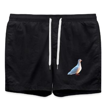 Taube Weiß Stadttaube Ringeltaube Weiße Tauben - Badeshorts - Schwarz - Vorne - AI Model Male 185 light (185cm)