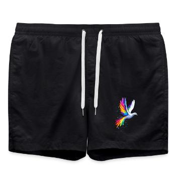 Taube Weiß Frieden Peace Ringeltaube Weiße Tauben - Badeshorts - Schwarz - Vorne - AI Model Male 185 light (185cm)
