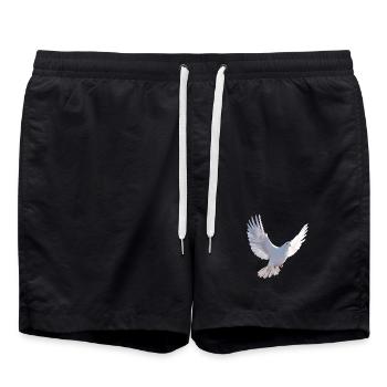 Taube Weiß Frieden Peace Ringeltaube Weiße Tauben - Badeshorts - Schwarz - Vorne - AI Model Male 185 light (185cm)