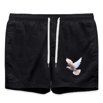Taube Weiß Frieden Peace Ringeltaube Weiße Tauben - Badeshorts - Schwarz - Vorne - AI Model Male 185 light (185cm)