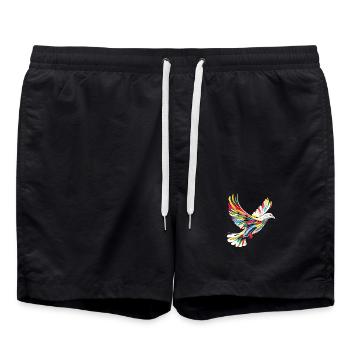 Taube Weiß Frieden Peace Ringeltaube Weiße Tauben - Badeshorts - Schwarz - Vorne - AI Model Male 185 light (185cm)
