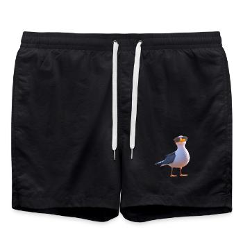 Seagull, Beach, Sea, North Sea, Baltic Sea, Herring Gull, Seagulls - Swim Trunks - black - Front - AI Model Male 185 light (185cm)