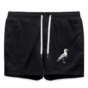 Seagull, Beach, Sea, North Sea, Baltic Sea, Herring Gull, Seagulls - Swim Trunks - black - Front - AI Model Male 185 light (185cm)