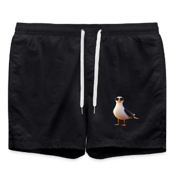Seagull, Beach, Sea, North Sea, Baltic Sea, Herring Gull, Seagulls - Swim Trunks - black - Front - AI Model Male 185 light (185cm)