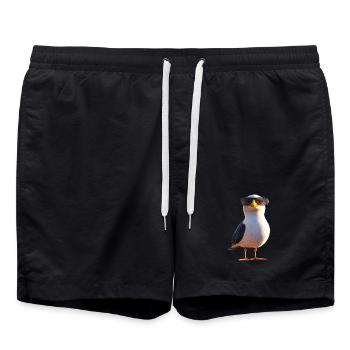 Seagull, Beach, Sea, North Sea, Baltic Sea, Herring Gull, Seagulls - Swim Trunks - black - Front - AI Model Male 185 light (185cm)