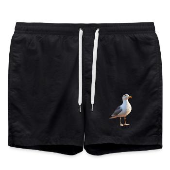 Seagull, Beach, Sea, North Sea, Baltic Sea, Herring Gull, Seagulls - Swim Trunks - black - Front - AI Model Male 185 light (185cm)