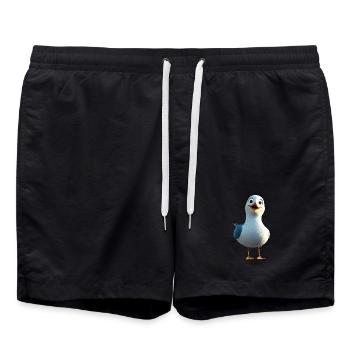 Seagull, Beach, Sea, North Sea, Baltic Sea, Herring Gull, Seagulls - Swim Trunks - black - Front - AI Model Male 185 light (185cm)
