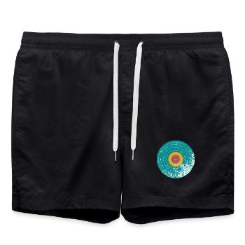 Disque vinyle Vintage Retro - Short de bain - noir - Devant - AI Model Male 185 light (185cm)