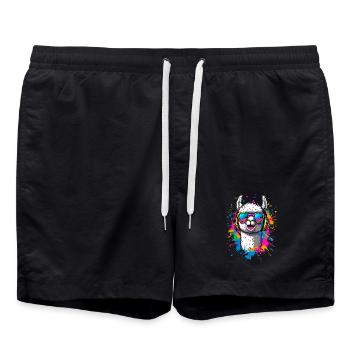 Alpaka Süßes Lama Farm Life Is Better With Alpakas - Badeshorts - Schwarz - Vorne - AI Model Male 185 light (185cm)