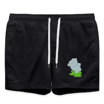 Hippopotamus Yoga Fitness Gymnastics - Swim Trunks - black - Front - AI Model Male 185 light (185cm)