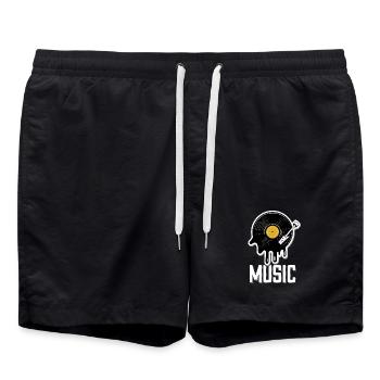 Music Record Retro Outfit for Musicians and Musicians - Swim Trunks - black - Front - AI Model Male 185 light (185cm)