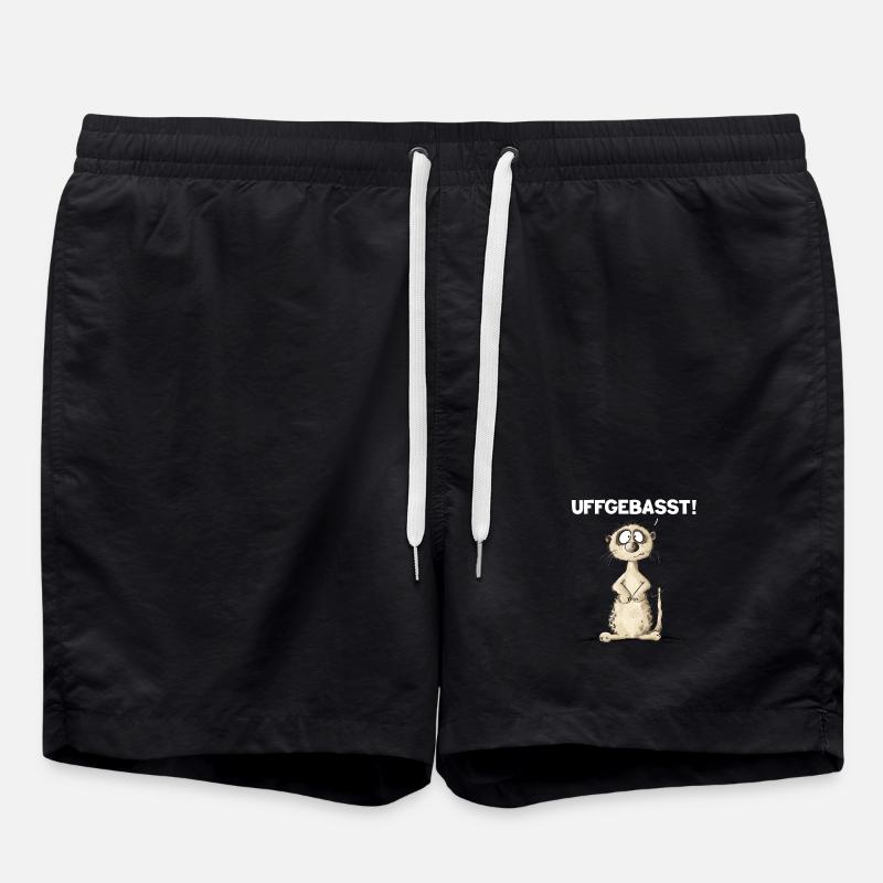 Drolliges Erdmännchen Hessisch Uffgebasst - Badeshorts - Schwarz